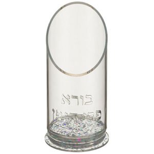 מעמד לבקבוק יין מאקריליק עם אותיות בולטות נצנץ כסף 20 ס"מ