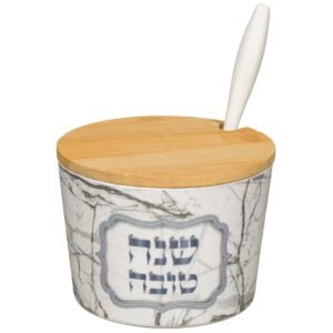 כלי לדבש "במבוק טבעי" "שנה טובה" 6.5 ס"מ