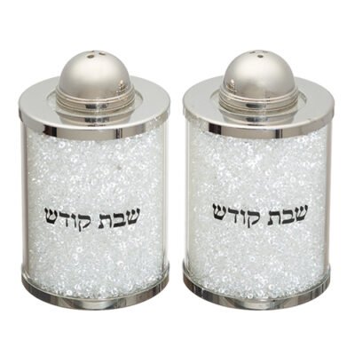 זוג מלחיות קריסטל עם אבנים לבנות 6 ס"מ