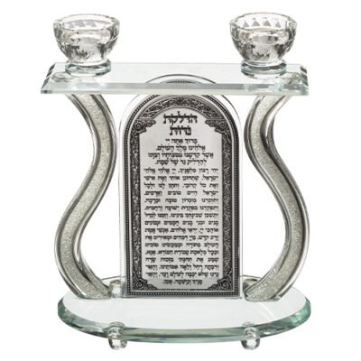 פמוטי קריסטל מהודרים עם פלקטה ואבנים 2425 ס"מ