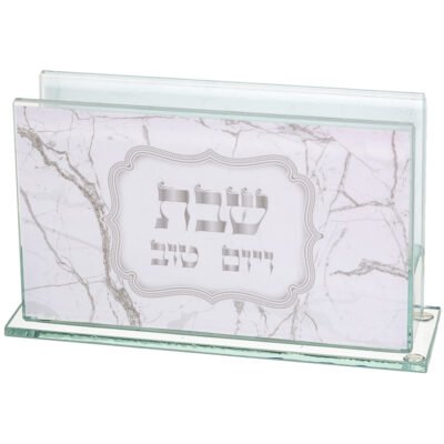 מחזיק גפרורים זכוכית עם הדפסה דגם שיש 12.5X7 ס"