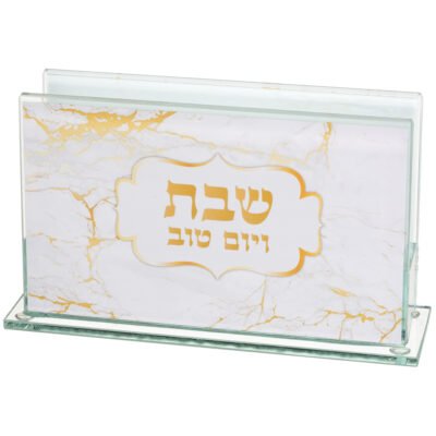 מחזיק גפרורים זכוכית עם הדפסה דגם שיש 12.5X7 ס"מ