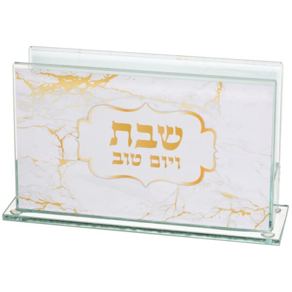 מחזיק גפרורים זכוכית עם הדפסה דגם שיש 12.5X7 ס"מ
