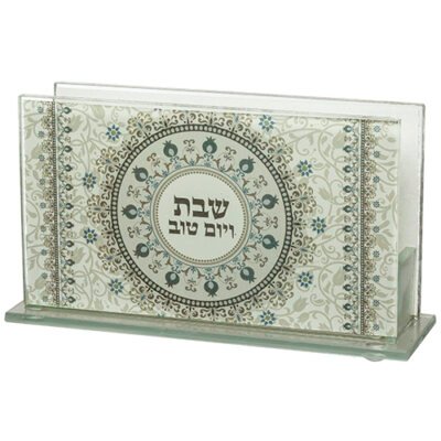 מחזיק גפרורים זכוכית עם הדפסה "הדלקת נרות" 12.5X8 ס"מ