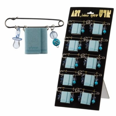 סטנד סיכת בייבי תהילים דמוי עור תכלת (10 יח)