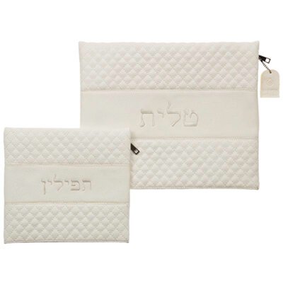 סט טלית תפילין דמוי עור עם ריקמה 36X29 ס"מ