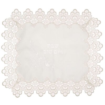 כיסוי חלה ברוקט עם תחרה עיטור פינה פרחוני 42X56 ס"מ