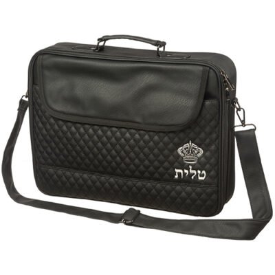 תיק טלית גדול גוון שחור פיו מפואר אותיות בולטות "כתר