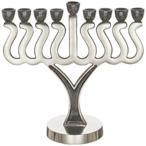 חנוכייה אלומיניום קנים שיש שחור 28X29 ס"מ