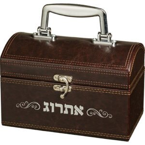 קופסא מהודרת לאתרוג דמוי עור עם ידית ומנעול 1319