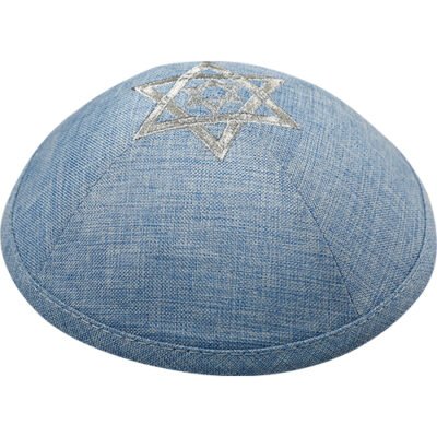 כיפה פשתן עם רקמה 19 ס"מ