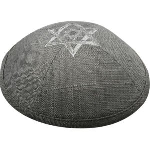 כיפה פשתן עם רקמה 19 ס"מ