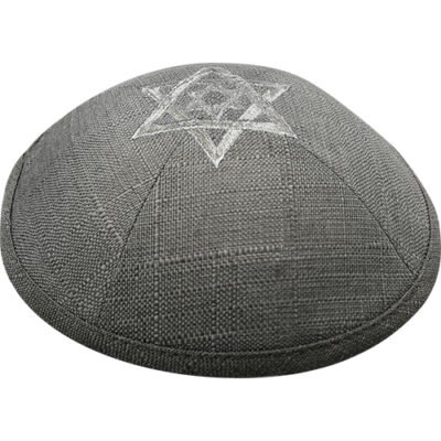 כיפה פשתן עם רקמה 19 ס"מ