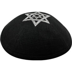 כיפה פשתן עם רקמה 19 ס"מ