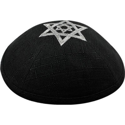 כיפה פשתן עם רקמה 19 ס"מ