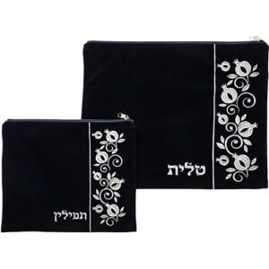 סט טלית תפילין קטיפה עם ריקמה 36x29 ס"מ