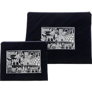 סט טלית תפילין קטיפה עם ריקמה 36x29 ס"מ