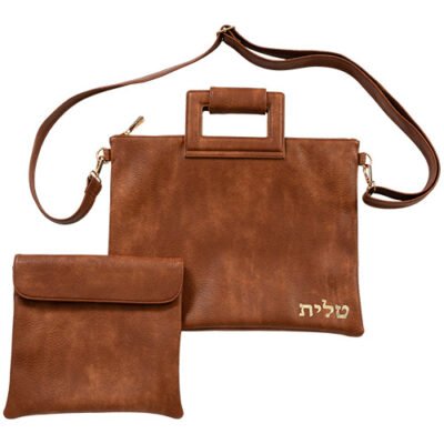תיק טלית תפילין דמוי עור עם ריקמה 31X38 ס"מ