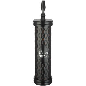 מגילת אסתר ספרדי קוטר 9 ס"מ עץ עם פלקטה פיו עבור ק