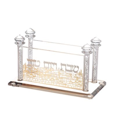 מפיון קריסטל מהודר עם פלקטה "ירושלים" 17x9 ס"מ