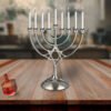 חנוכייה מתכת קנים זהב עם סביבון 18X16 ס"מ