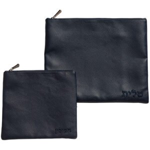 סט טלית תפילין דמוי עור עם ריקמה 36X29 ס"מ