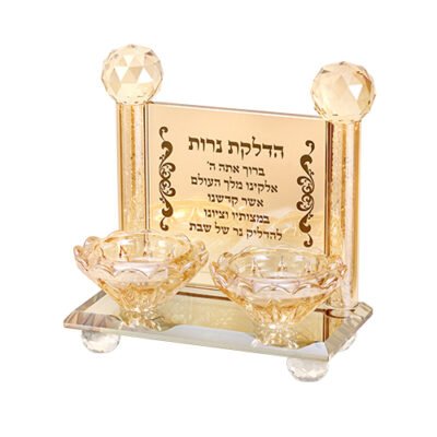 פמוטי קריסטל מהודרים עם הדלקת נרות 12.5x7 ס"מ