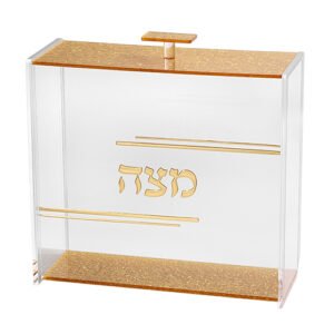 כלי למצה מפרספקס שקוף עם נצנצים 21x23 ס"מ