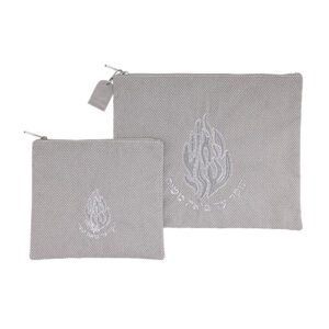 סט טלית תפילין בד דמוי פשתן "האש שלי" 36X29 ס"מ