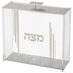 כלי למצה מפרספקס שקוף עם נצנצים 21x23 ס"מ