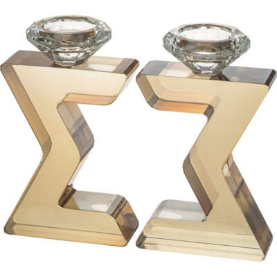פמוטי קריסטל "מגן דוד" מהודרים 17 ס"מ