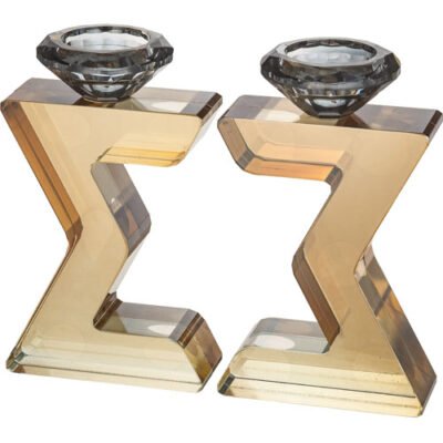פמוטי קריסטל "מגן דוד" מהודרים 17 ס"מ