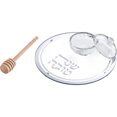 צלחת זכוכית לדבש עם הדפסה 19 ס"מ