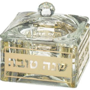 כלי מהודר לדבש מקריסטל עם פלקטה 7X7 ס"מ