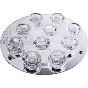 פמוט זכוכית עם 10 פמוטי קריסטל מהודרים 33 ס"מ