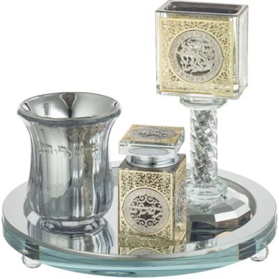 סט הבדלה מהודר מקריסטל עם פלקטה 20 ס"מ