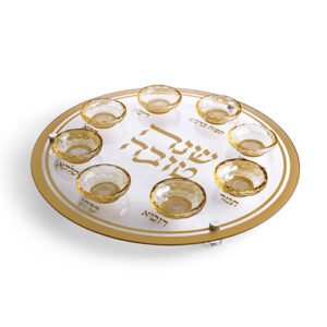 צלחת עגולה מהודרת לראש השנה מזכוכית וקריסטל 40 ס"מ