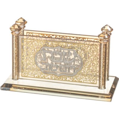 מחזיק גפרורים קריסטל עם פלקטה חיתוך לייזר 16x8 ס"מ