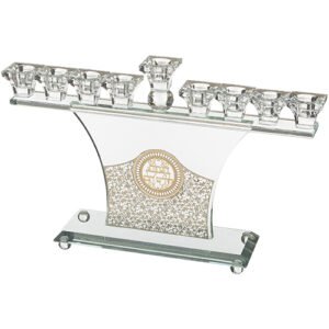 חנוכייה קריסטל מהודרת עם פלקטה 36X22 ס"מ