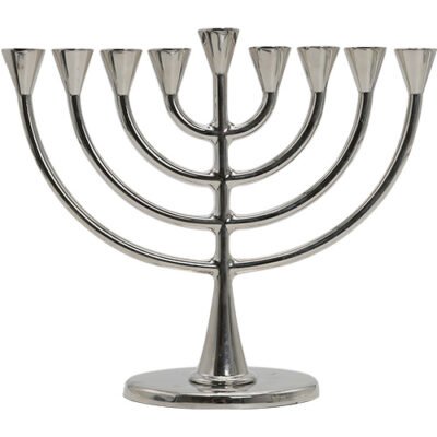 חנוכייה מתכת ציפוי ניקל 19X23 ס"מ