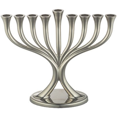 חנוכייה מתכת ציפוי ניקל 19X23 ס"מ