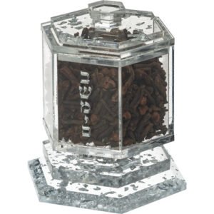 כלי לבשמים מאקריליק נצנצים כסף 8 ס"מ