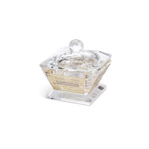 מלחייה קריסטל עם פלקטה "פסים" ומכסה 6 ס"מ