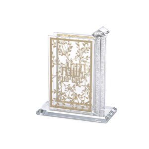 מעמד לגפרורים קריסטל עם פלקטות "פרחים"11X14 ס"מ