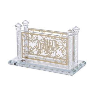 מעמד לגפרורים קריסטל עם פלקטות "פרחים" 8X16 ס"מ