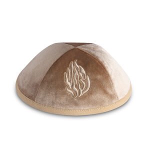 כיפה קטיפה "ארט-מן" עם ריקמה האש שלי גודל 3 - זהב