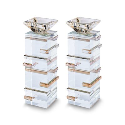 פמוטי קריסטל שקוף זהב 20 סמ