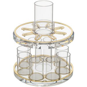 מחלק יין מאקריליק מהודר "זהב" עם 8 כוסות 21 ס"מ