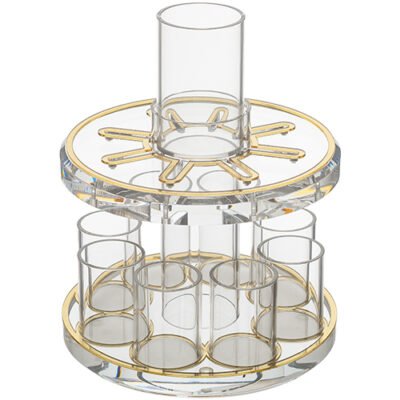 מחלק יין מאקריליק מהודר "זהב" עם 8 כוסות 21 ס"מ