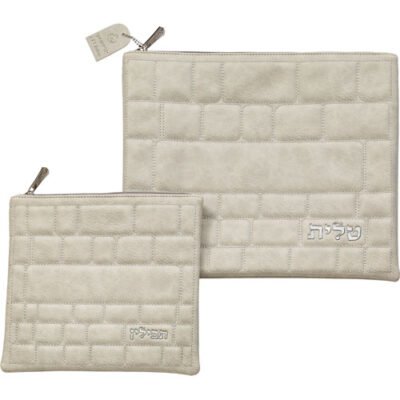 סט טלית תפילין פיו כותל בטון אותיות בולטות כסף